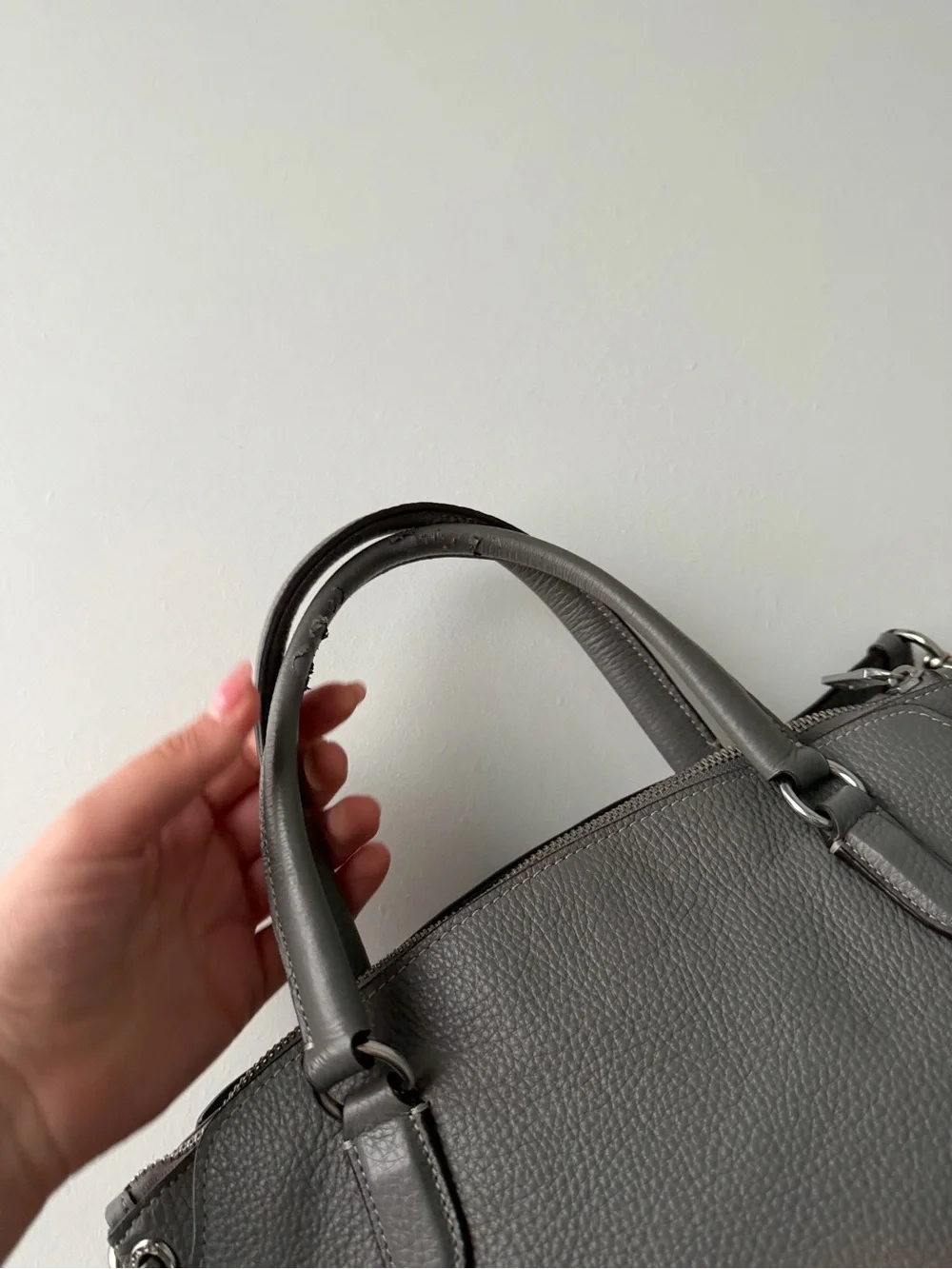 Grey Coach Leather Shoulder Bag